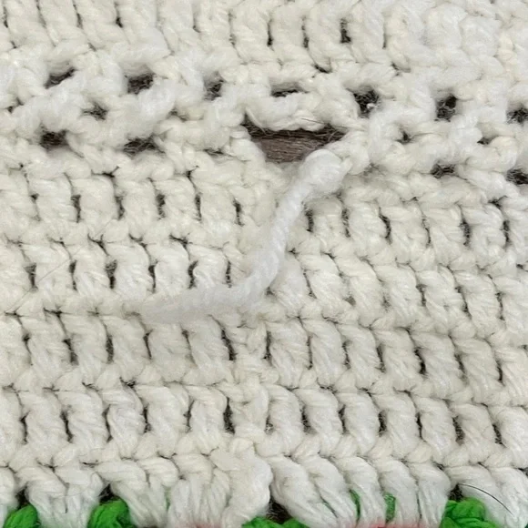 Crocheted Afghan Throw Blanket 3D Red Roses Granny Squares 51” X 52” - Picture 4 of 8